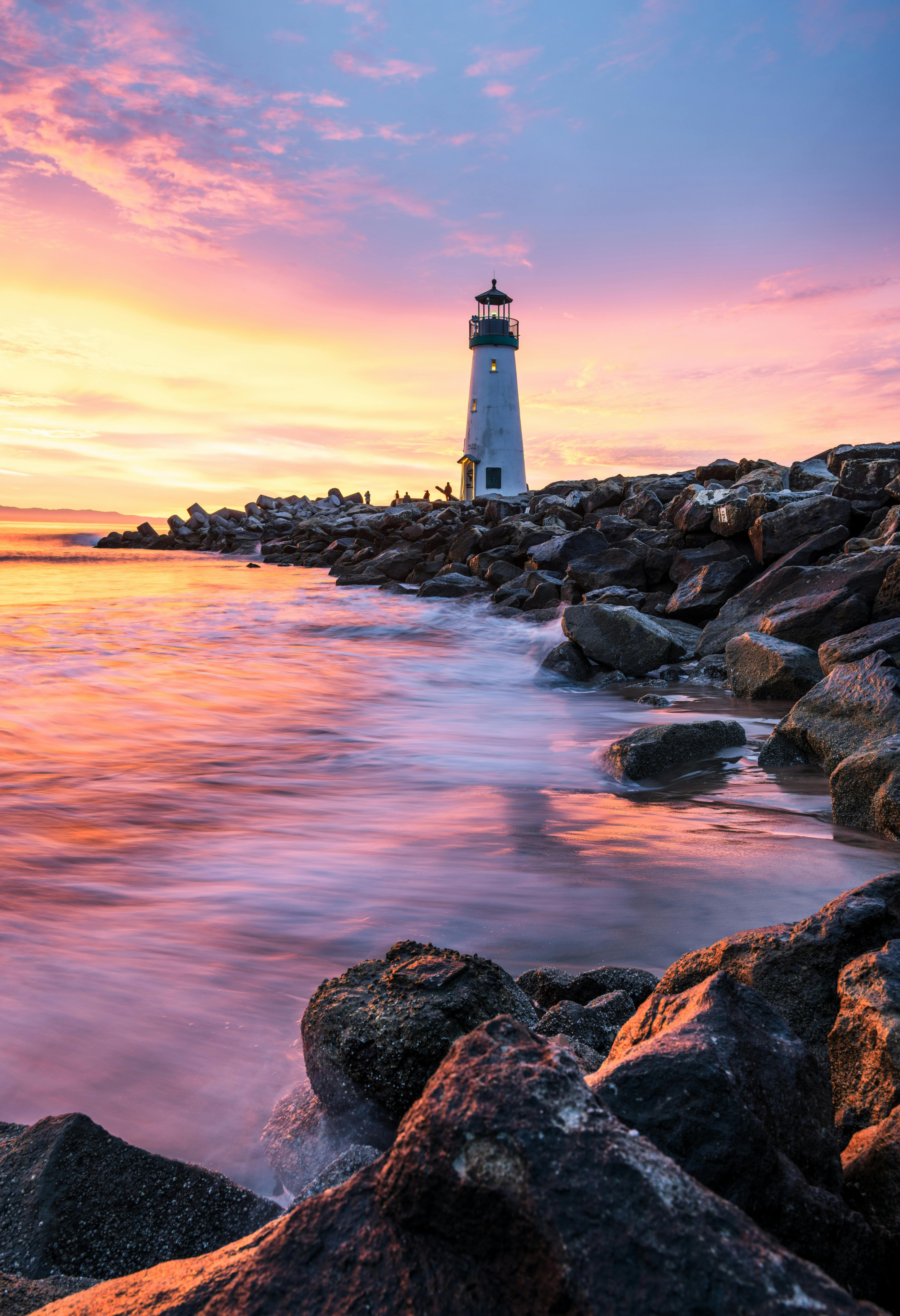 Seabright lighthouse at sunset with pastel skies