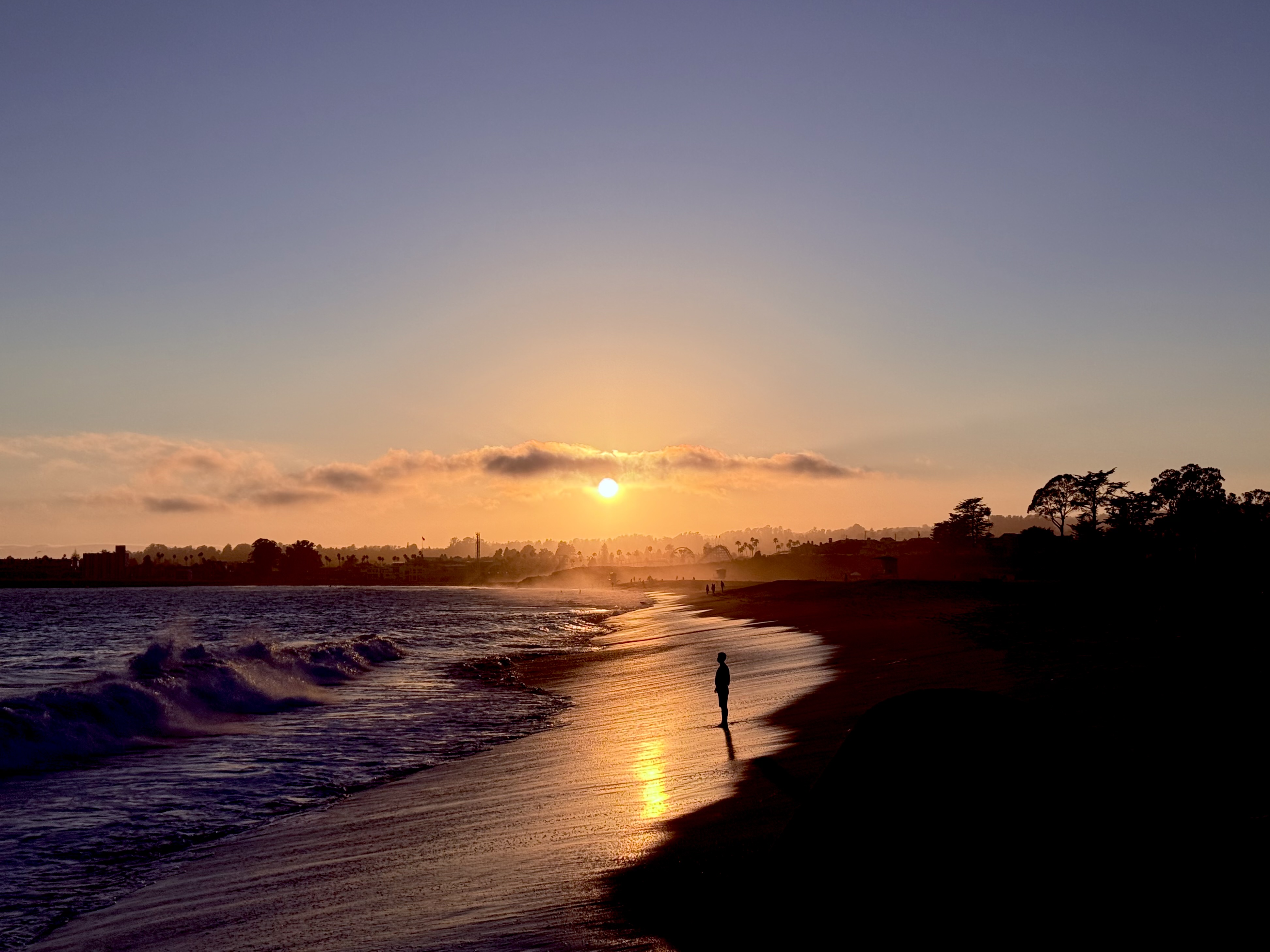 Sunset over the Santa Cruz coastline